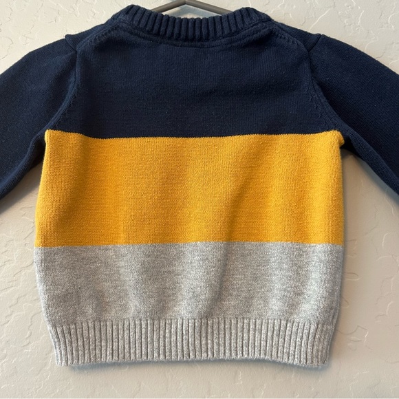 Janie and Jack colorblock navy, mustard and gray sweater size 12-18 months - Picture 9 of 9